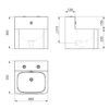 TEK washbasin with 2 actuating knobs for wall mounting, concealed drain, ADL-161360