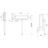 Rail de support pliable avec pied, acier inoxydable brillant, l. 650 mm, ADL-510162P